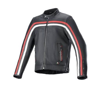 Alpinestars Dyno Leather Jacket Black Ruby Red Ecru XL - Maat - Jas