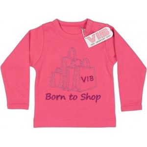 VIB® - Baby T-Shirt Born To Shop (Roze)-(3-6 mnd) - Babykleertjes - Baby cadeau