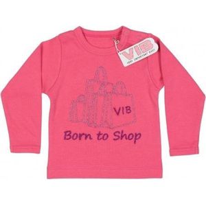 VIB® - Baby T-Shirt Born To Shop (Roze)-(3-6 mnd) - Babykleertjes - Baby cadeau - zwangerschap aankondiging - geboorte cadeau