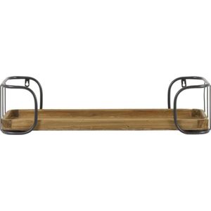 Light & Living Wandplank Zyra - Zwart/Hout - 70x22,5x15,5cm - Landelijk,Industrieel