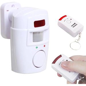 Infrarood bewegingsmelder alarm - Inbraakalarm met 2 afstandsbedieningen, geschikt voor woningen/garages/winkels
