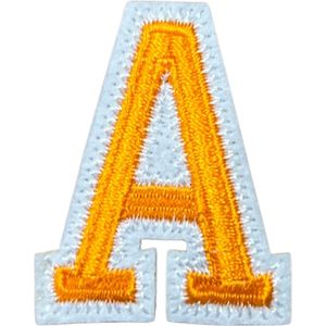 Alfabet Letter Strijk Embleem Patch Oranje Wit Letter A / 3.5 cm / 4.5 cm