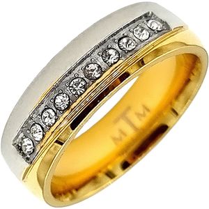 Tesoro Mio Michel – Ring met steentjes - Vrouw - Edelstaal in kleuren zilver & goud – 16.00 mm / maat 50
