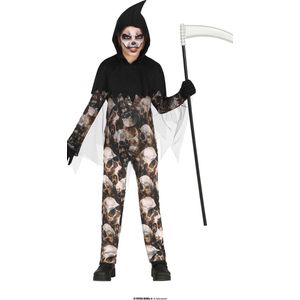 Guirca - Beul & Magere Hein Kostuum - Skull Collector Beul Kind Kostuum - Bruin, Zwart - 5 - 6 jaar - Halloween - Verkleedkleding