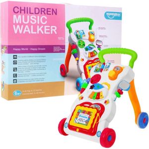 Playos® - Interactieve Looptrainer - Wit - met Geluid - Educatief Babyspeelgoed - Loopwagen - Leren Lopen - Baby Walker - Looptrainer