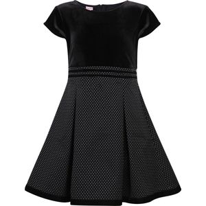La V  Feestelijke jurk met  fluwele en stippen - Zwart 164