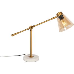 QAZQA nina - Art Deco Tafellamp - 1 lichts - H 42 cm - Brons - Woonkamer | Slaapkamer | Keuken