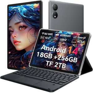 Oscal Blackview Pad 80 WiFi Tablet 10.51"" FHD - 1200x1920 - Android 14 - 2.4G+5G WiFi 5 - RAM 18 GB - ROM 256 GB - 8200mAh - Met Toetsenbord(QWERTY) - Grijs