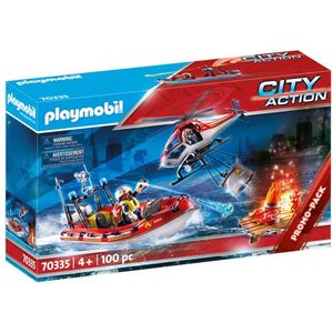PLAYMOBIL City Action Brandweermissie met helikopter en boot - 70335