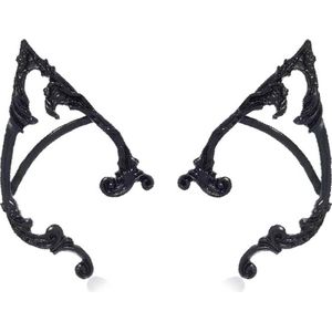 Lapi Toys - Dungeons and Dragons - Elfen Oren - Elven Oren - Elf Oren - Cosplay - Earcuffs - Fantasy - 2 stuks - Zink - Met oorbel gaatje - Zwart