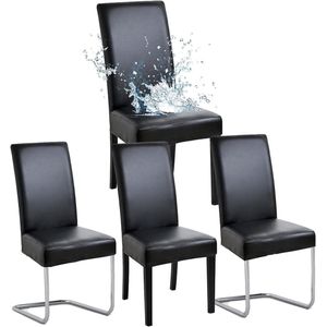Allecto Plus - Stoelhoezen set van 4 PU-lederen stretch - Waterdicht en afneembaar - Universele decoratie voor eetkamerstoelen - Huis, keuken, hotel - Geschikt voor restaurant, banket en vergaderruimte