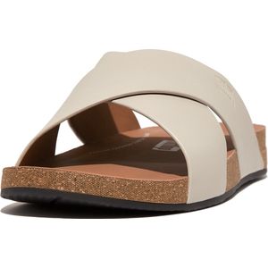 FitFlop Iqushion Men'S Leather Cross Slides GRIJS - Maat 45