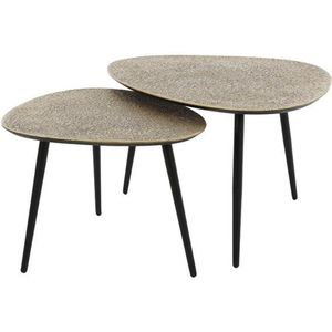 Salontafel Organisch Ovaal (Set van 2) - Hout (80 cm x 59 cm x 43 cm) - Salontafel Groot - Salon Tafel Boomstam Binnen - Ronde Salontafel - Woonkamer Tafel - Salontafels Industrieel - Salontafel Landelijk - Coffee Table