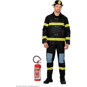 Widmann - Brandweer Kostuum - Vuurbestrijdende Levensredder Brandweerman Kostuum - Geel, Zwart - Large - Carnavalskleding - Verkleedkleding