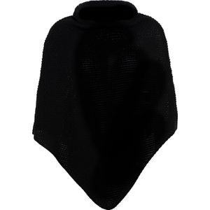 Knit Factory Coco Gebreide Poncho - Met ronde kraag - Dames Poncho - Gebreide mantel - Zwarte winter poncho - Zwart - One Size