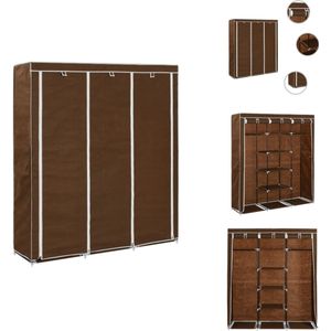 vidaXL Kledingkast - Kledingkasten - Kledingrek - Kledingrekken - Kledingkast met vakken en stangen 150x45x175 cm stof bruin