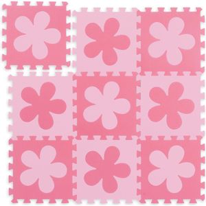 Relaxdays speelmat - foam bloemen - 9-delig - 91,5x91,5 cm - roze-felroze - roze-felroze