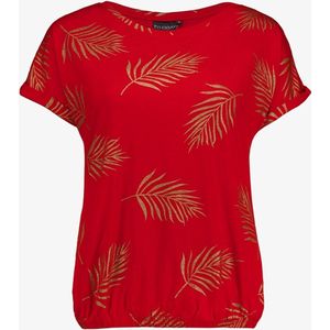TwoDay dames T-shirt met bladerenprint rood - Maat 3XL