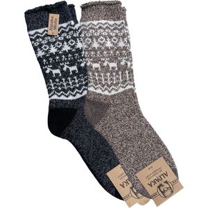 green-goose® Alpaca Sokken | Heren | Donker Grijs en Blauw | 2 Paar | 100% Alpaca Wol | Maat 39-42 | Heerlijk Warm en Rekbaar