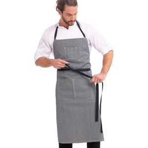Portland Fine Stripe Bistro Apron Blue - Chef Works AB038-IBL-0 with Adjustable Neck Straps