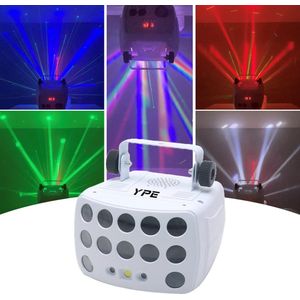 YPE® x YourPartyEquipment - Discolamp - Party Lights - Disco licht - Party Laser - Derby 3 in 1 Butterfly Light - LED's, Lasers en Stroboscoop - Afstand bestuurbaar, Geluid gestuurd en DMX ondersteuning