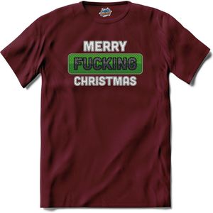 Merry f*cking christmas - T-Shirt - Heren - Burgundy - Maat L