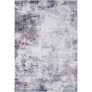 Vercai Rugs Cashmere Collectie - Laagpolig Vloerkleed - Zacht Tapijt met Modern Ontwerp - Polyester - Grijs / Lila - 60x100 cm