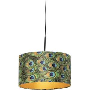 QAZQA combi - Klassieke Hanglamp met kap - 1 lichts - Ø 350 mm - Multicolor - Woonkamer | Slaapkamer | Keuken