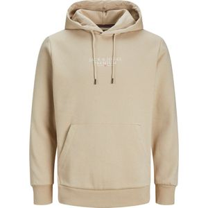 JACK & JONES Arie sweat hood slim fit - heren hoodie katoenmengsel met capuchon - beige - Maat: XXL