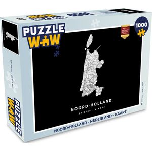 Puzzel Noord-Holland - Nederland - Kaart - Legpuzzel - Puzzel 1000 stukjes volwassenen