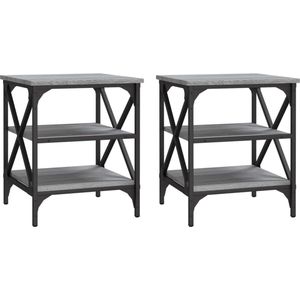 vidaXL Bijzettafels Grijs Sonoma Eiken Set van 2 Bijzettafels - Industrieel Design - Grijze Kleur - Houten Look - Multifunctioneel