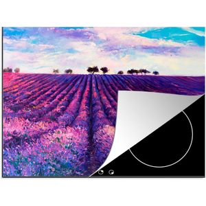 KitchenYeah® Inductie beschermer 77x59 cm - Olieverf - Schilderij - Bloemen - Kookplaataccessoires - Afdekplaat voor kookplaat - Inductiebeschermer - Inductiemat - Inductieplaat mat