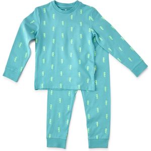 Little Label Pyjama Jongens Maat 98-104 - blauw, oranje - Zachte BIO Katoen - 2-delige pyama jongens - Dierenprint