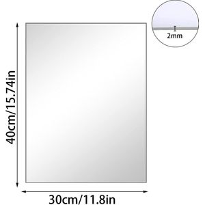 HD wandspiegel zelfklevende glazen spiegel hoge heldere spiegel stok op frameloze grote zelfklevende spiegeltegel voor slaapkamer, woonkamer, hal decoratie (40 x 30 cm)