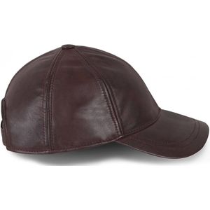Urban 5884® - Leren Pet - Donker Bruin - 100% Echt Lamsleer - Verstelbaar