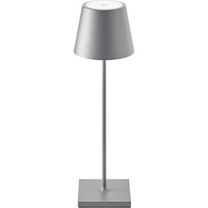 Sfeerverlicht® Tafellamp Oplaadbaar - Sfeerverlichting Binnen & Buiten - Dimbaar - Aluminium - 38 cm - Zilver