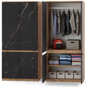 Meubel Square - Kledingkast Opstalo - Eiken / Marmerlook - Garderobekast - Slaapkamer Kast