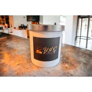 YandS - Geurkaarsje(Jasmine) luxe wittekleur glas met zilver deksel 490g - Glossy White Glass Jar Candle