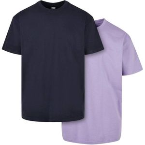 Urban Classics - Heavy Oversized 2-Pack Heren T-shirt - L - Blauw/Paars