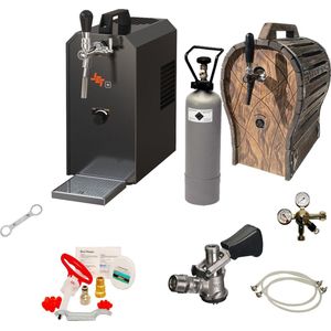 Complete Set - Biertap JET 30 1-kraans, droogkoeler, 35 liter/uur Thuistap, Bierkoeler met houten vat, Reinigingsset biertap en vat, Type A