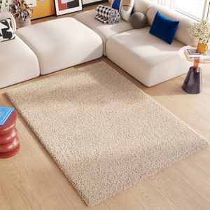 Tapiso Essence Vloerkleed Hoogpolig Beige Shaggy Tapijt Maat- 240x330