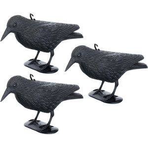 Set van 3 duivenverschrikkers raaf kraaien afweer van kleine vogels en duiven vogelverschrikker diervriendelijke afschrikking ca. 36 cm