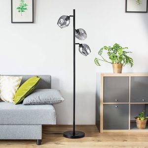 Staande lamp zwart met rookglas - Julius