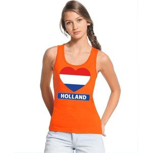 Oranje Holland hart vlag tanktop dames XL