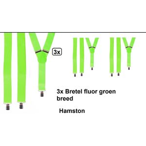 3x Bretel fluor groen - Themafeest party fluor neon festival party