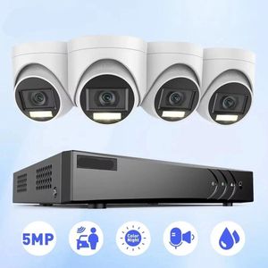 Beveiligingscamerasysteem - Camerabewaking - Beveiligingscamera - 8 Kanaals - Waterdichte Dome - Camera’s Nachtzicht - Audiomicrofoon - 4 Camera's - voor Binnen en Buiten - Ingebouwde HDD: 4T