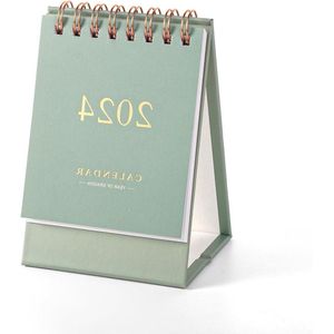 Bureaukalender Mini-Bureaukalender 2023-2024 met Standaard voor Thuis en Kantoor - Groen .