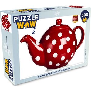 Puzzel Grote rood-witte theepot - Legpuzzel - Puzzel 500 stukjes