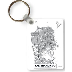 Sleutelhanger - Kaart - San Francisco - Amerika - Zwart - Wit - Uitdeelcadeautjes - Plastic