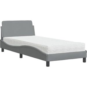 vidaXL - Bed - met - matras - stof - lichtgrijs - 80x200 - cm